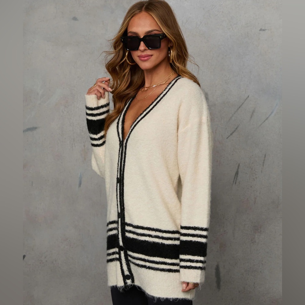VICI Button Down Long Cardigan Sweater S M L Oversized Fit NWT 4 6 8 10 12 14 HP - Picture 3 of 9
